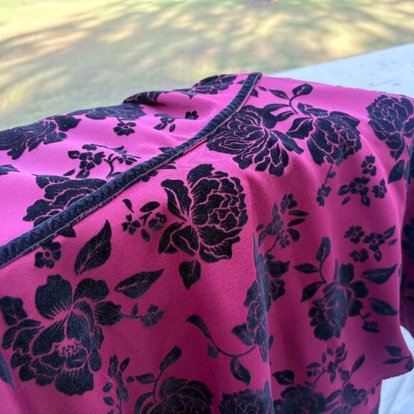 Juniors Burgundy with Black Flowers | Fit & Flare Formal Dress - Picture 3 of 3